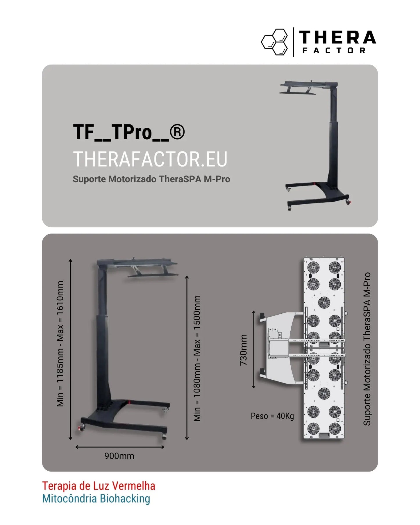 Suporte Motorizado TheraSPA M-Pro TheraFactor® Robusto e flexivel