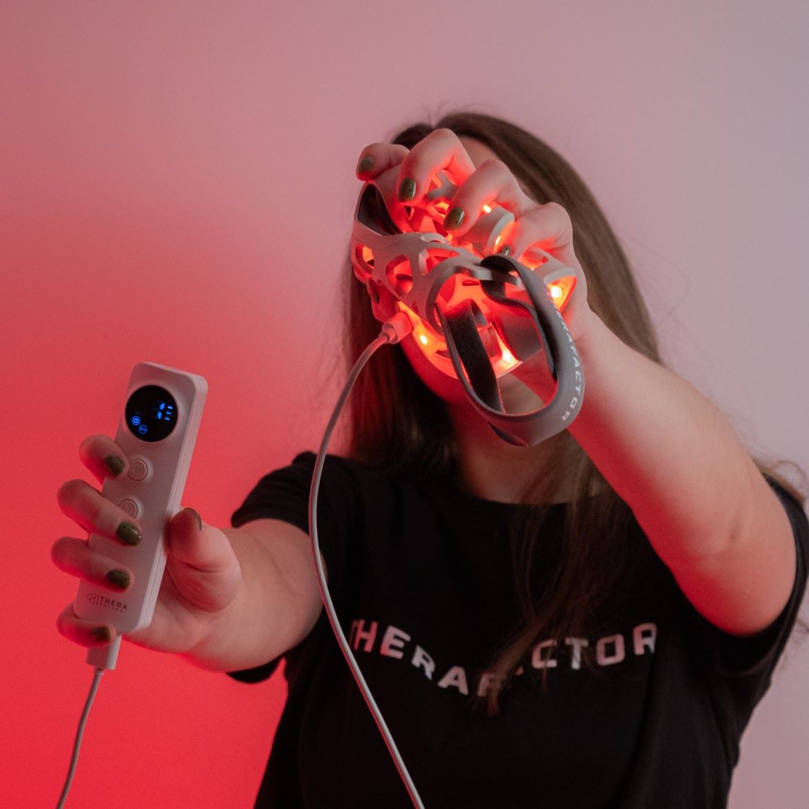 Mascara Facial Terapia de Luz Vermelha TheraFactor TheraLUMI FaceMesh Red Light Mask Luz Azul para Acne