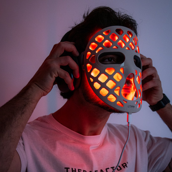 Mascara Terapia de Luz Vermelha TheraFactor TheraLUMI FaceMesh Red Light Mask rugas pele brilhante