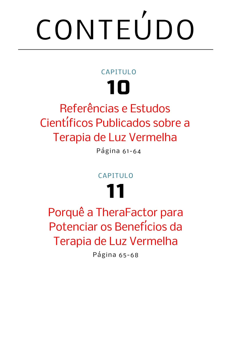 Índice do guia de terapia de luz vermelha, capítulos 10 e 11: estudos científicos e porquê a TheraFactor